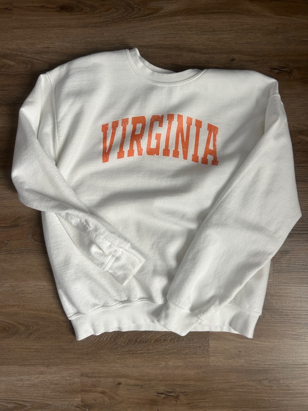 Gildan White Sweatshirt with Orange Print